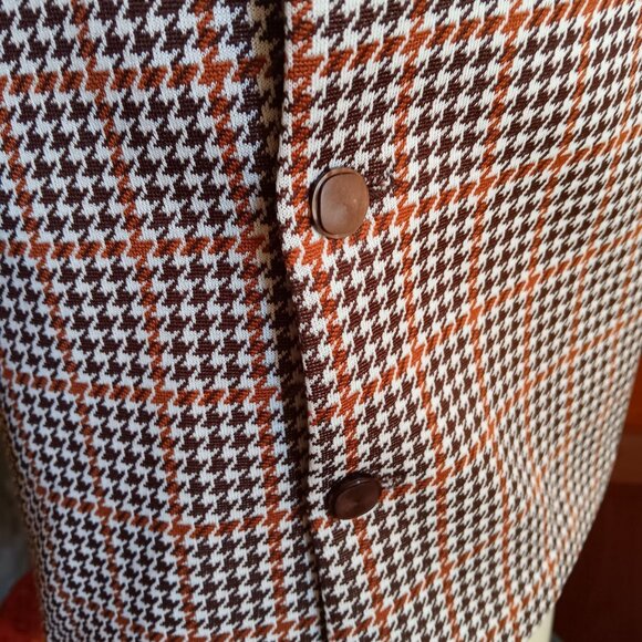 1OF1 Medium Vintage 1970's Houndstooth Sleeveless Button-Side Top Handmade Mom - Picture 5 of 6